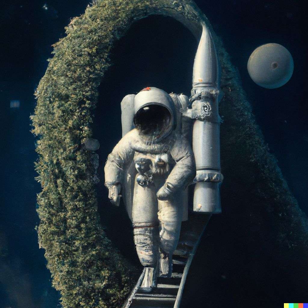 an astronaut, by Jacek Yerka